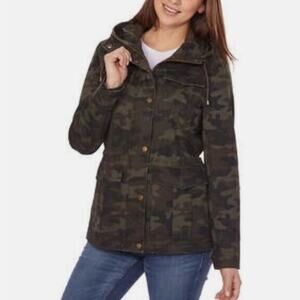 Lucky Brand Women's Camo Hooded Anorak Quilted Interior Size M